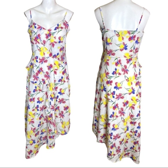 Banana Republic Factory Floral Asymmetrical Midi Dress Size 4 - Picture 1 of 10